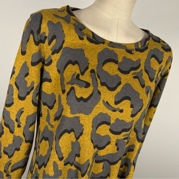 LOCO Leopard Print Mustard and Gray Women's Top S - Picture 4 of 11